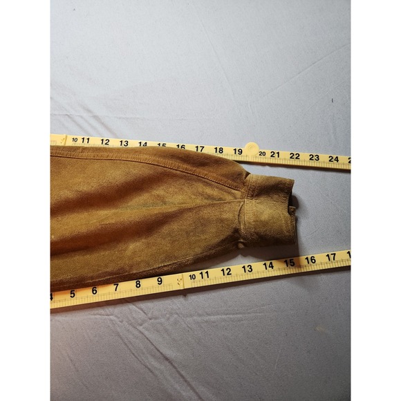 Apart Suede Trucker Jacket Brown Button Up Shirt Womens Size M Pig Leather - Picture 2 of 11